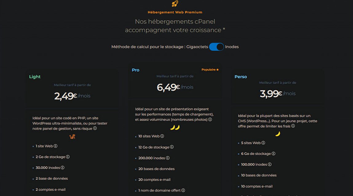 Les tarifs sur EasyHoster